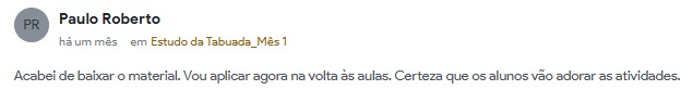 Prova social real do Estudo da Tabuada 3