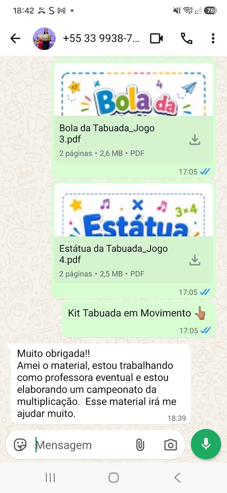 Prova social real do Estudo da Tabuada 6